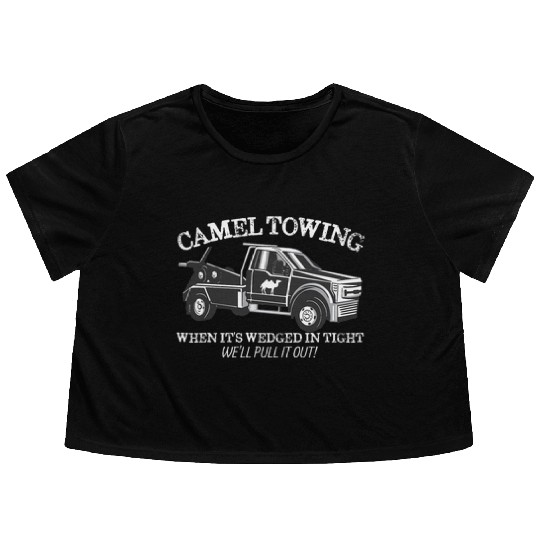 Retro Camel Towing Flowy Cropped Tees