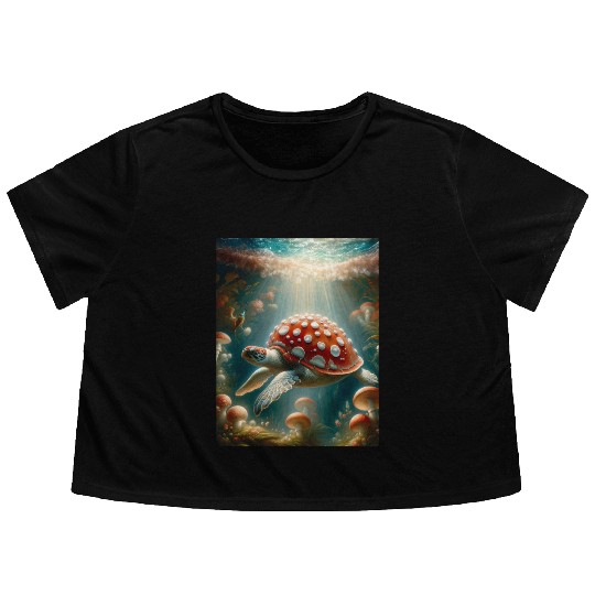 Amanita the Turtle Flowy Cropped Tees