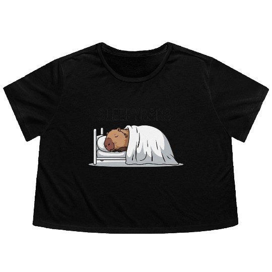 Capybara Official Sleep Nightgown Sleepybara Flowy Cropped Tees