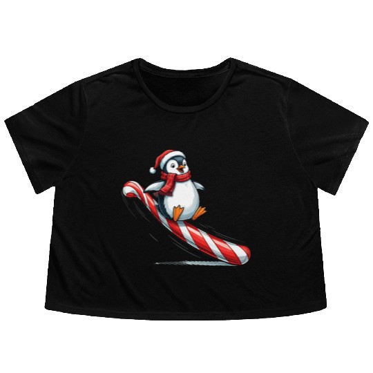 Penguin Candy Fun Flowy Cropped Tees