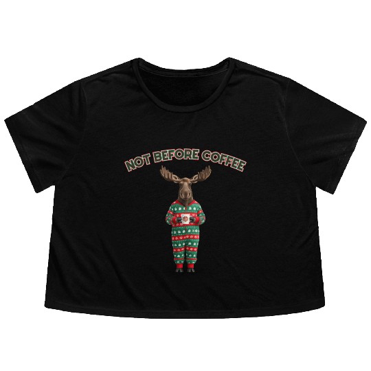 Morning Moose Christmas Flowy Cropped Tees