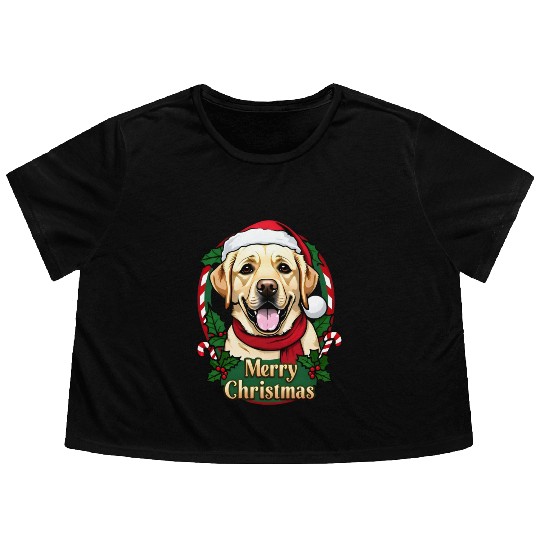 Festive Labrador Christmas Design Flowy Cropped Tees