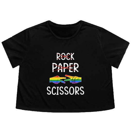 LGBTQ Lesbian Rock Paper Scissors Flowy Cropped Tees