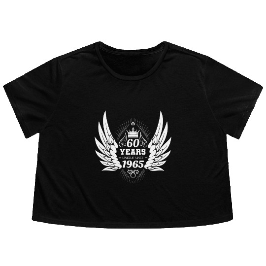 60 Years Unique Angel Wings Crown Flowy Cropped Tees