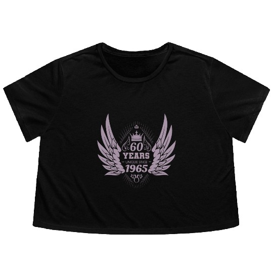 60 Years Unique Angel Wings Crown Flowy Cropped Tees