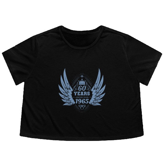 60 Years Unique Angel Wings Crown Flowy Cropped Tees