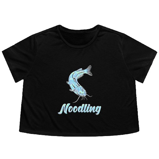 Catfish Fishing Waller Fish Noodler Flathead Flowy Cropped Tees