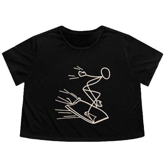 Surfer Bodyboarding on Bodyboard Flowy Cropped Tees