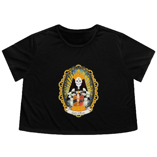 Regal Santa Muerte Flowy Cropped Tees