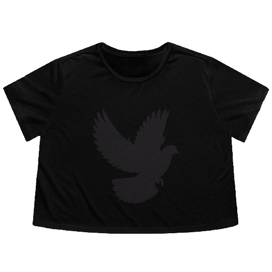 Peaceful Dove in Flight - Silhouette Style Flowy Cropped Tees