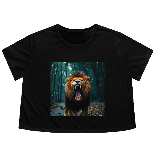 Angry lion Flowy Cropped Tees
