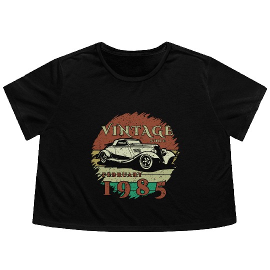 40th birthday Classic Car - Vintage since 02/1985 Flowy Cropped Tees