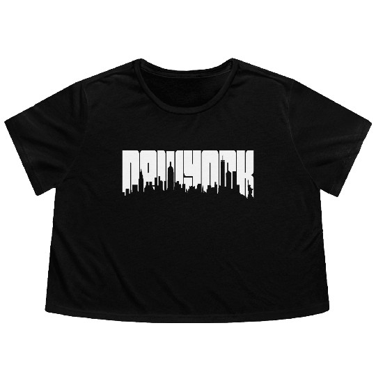 New York Skyline Typography Flowy Cropped Tees