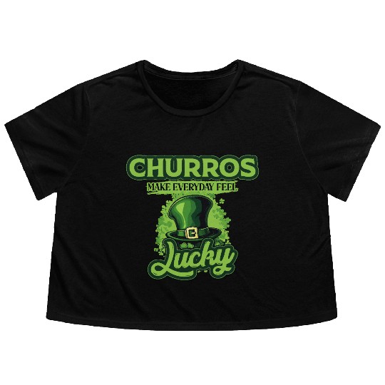 Churros Make Everyday Feel Lucky St Patricks Day Flowy Cropped Tees