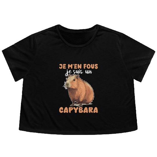 Je M'en Fous Je Suis Un Capybara - Sweet Capybara Flowy Cropped Tees