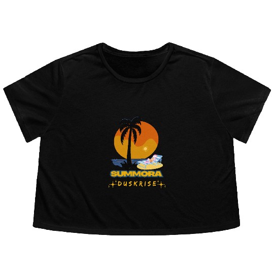 Summora Duskrise - Relaxing Tropical Vibes Design Flowy Cropped Tees