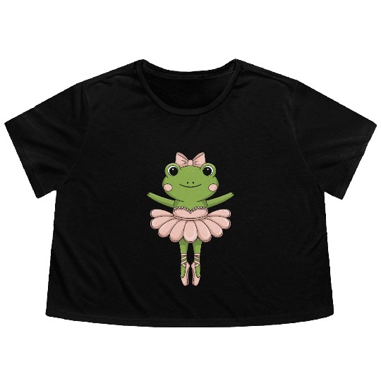 Funny Frog as a Ballerina for a Ballet dancer Flowy Cropped Tees
