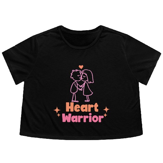 Heart warrior, valentine Flowy Cropped Tees