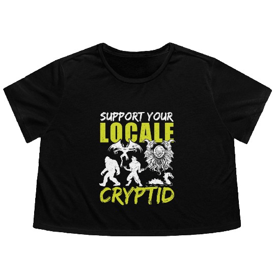 UFO Fantasy Cryptid Support Your Locale Cryptid Flowy Cropped Tees