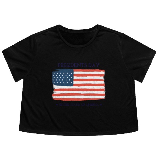 US flag.Presidents Day Flowy Cropped Tees