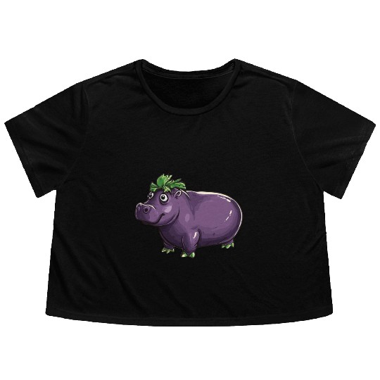 Hip Eggplant Flowy Cropped Tees