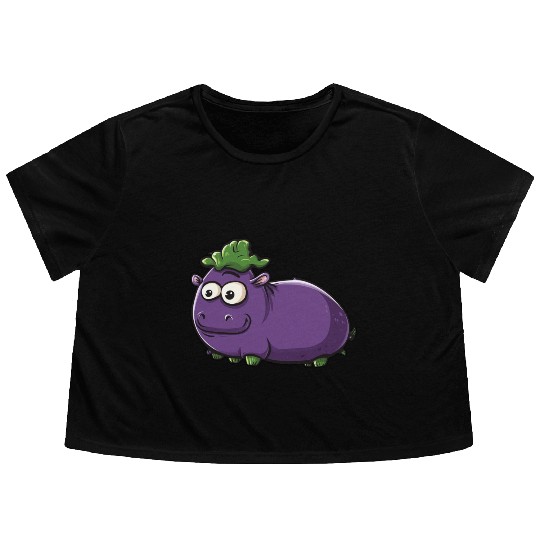 Hip Eggplant Flowy Cropped Tees