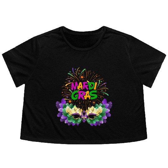 Mardi Gras New Orlean Carnival Flowy Cropped Tees