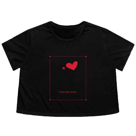 This Guy Makes My Heart Skip Leg Day Funny Flowy Cropped Tees