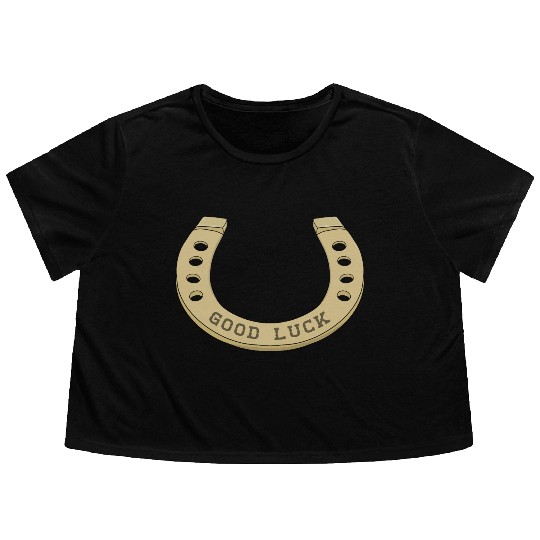 Cool Horseshoe for Lucky Days Flowy Cropped Tees