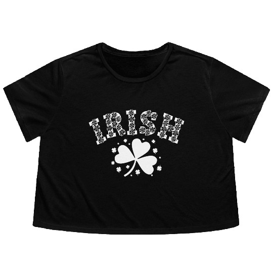 Embroidered Irish, St Patricks Day, St Paddys Day Flowy Cropped Tees