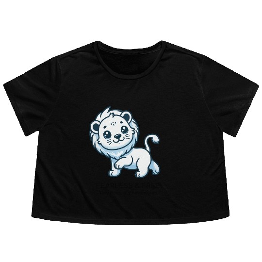 Fearless lion cub Flowy Cropped Tees