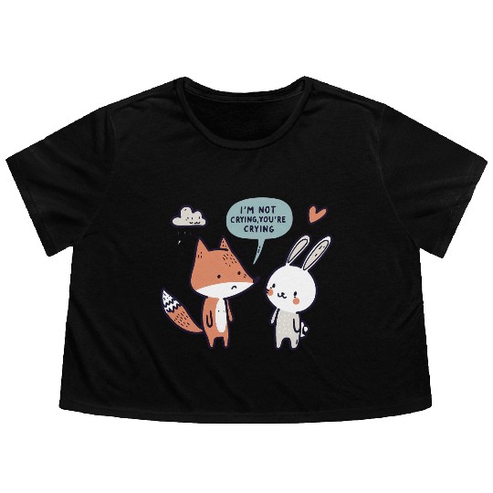 Valentine's "I'm Not Crying" Design - Funny egyape Flowy Cropped Tees