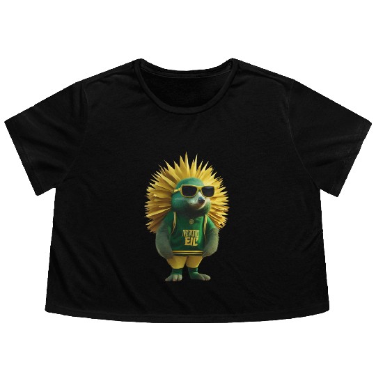 Green and Gold Echidna 3 Flowy Cropped Tees
