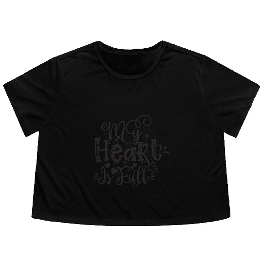 My Heart Is Full – Hand-Lettered Valentine Design Flowy Cropped Tees