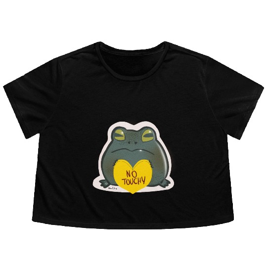 NO Touchy! Grumpy toad. Flowy Cropped Tees