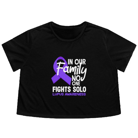 In Our Family No One Fights Solo Lupus Awareness Flowy Cropped Tees