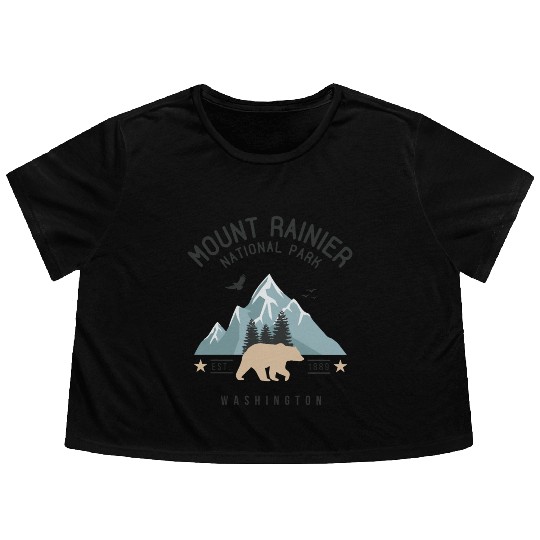 Mount Rainier National Park Est. 1889 Washington Flowy Cropped Tees