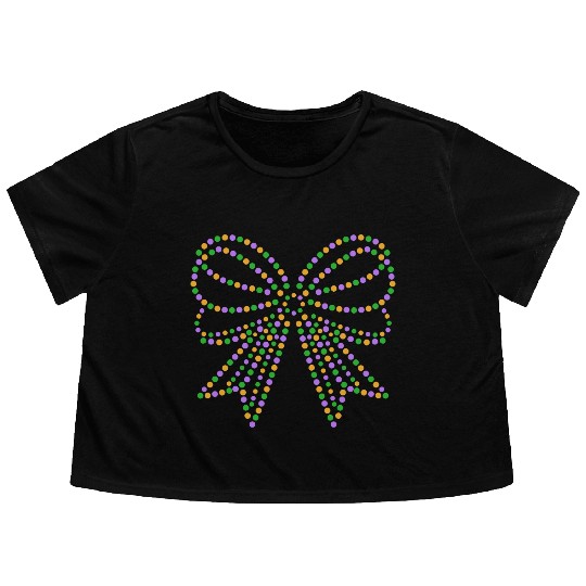 beads Coquette Bow Mardi Gras Festival Fleur Flowy Cropped Tees