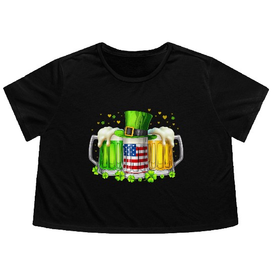 Irish Beer Ireland St Patricks Day Drinking Party Flowy Cropped Tees