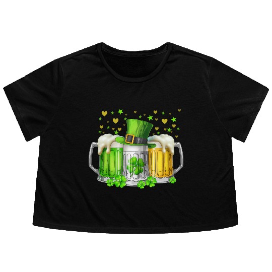 Irish Beer Ireland St Patricks Day Drinking Party Flowy Cropped Tees
