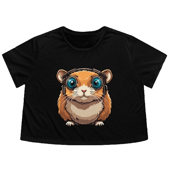 Cyborg Hamster Flowy Cropped Tees
