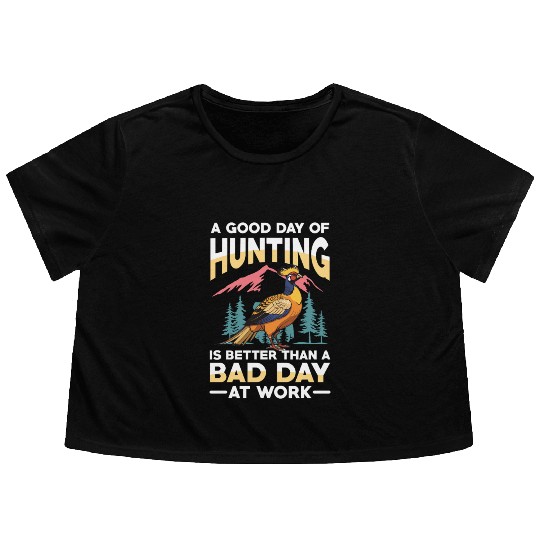 Pheasant Hunting for Hunters Flowy Cropped Tees