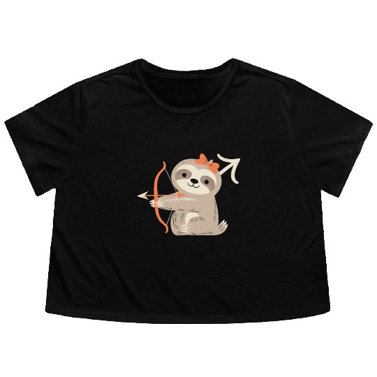 Sagittarius Zodiac Sloth Archer Design for Flowy Cropped Tees