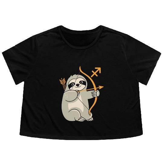 Sagittarius Zodiac Sloth Archer Adventure Flowy Cropped Tees