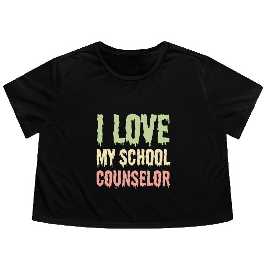I Love My School Counselor Flowy Cropped Tees