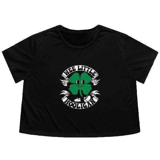 Wee Little Hooligan Cute St. Patrick's Day Irish Flowy Cropped Tees