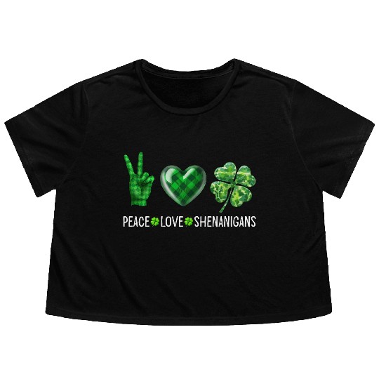 Peace Love Shenanigans St. Patrick's Day Flowy Cropped Tees
