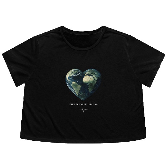 Keep the Heart Beating Earth Day Heart Environment Flowy Cropped Tees