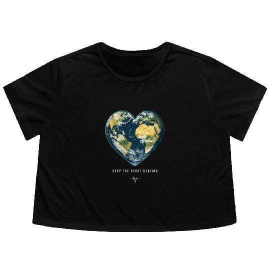 Keep the Heart Beating Environment Earth Earth Day Flowy Cropped Tees