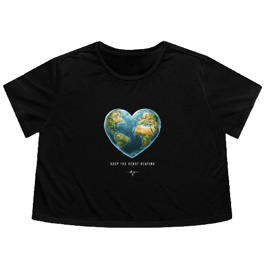 Keep the Heart Beating Environment Earth Day Heart Flowy Cropped Tees